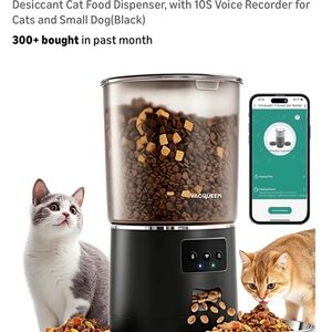 Vacqueen Black 3 Bowl Automatic Cat Feeder with Voice Recorder